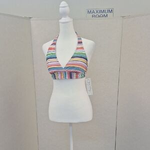 Anne Cole Red and Pink Halter Bikini Top